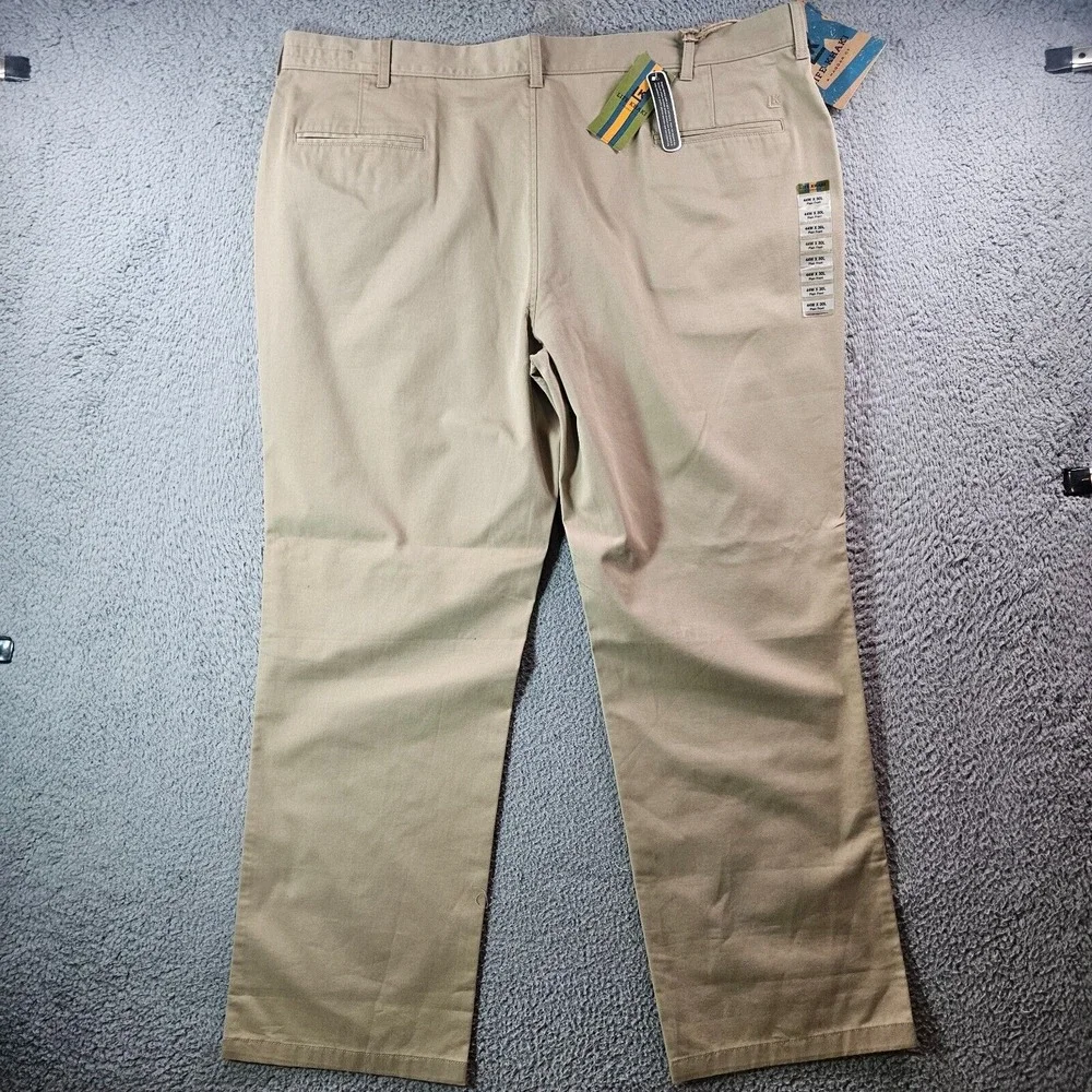 NWT A Haggar‎ Co Life Khaki LK Pants Men 44 x 30 Flat Front Straight Beige